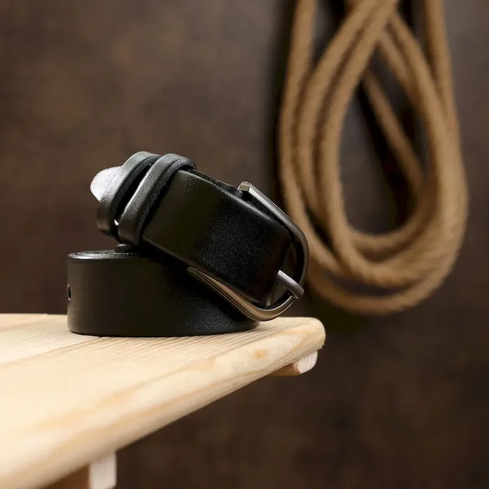 Практичный кожаный ремень Vintage 20794 Черный