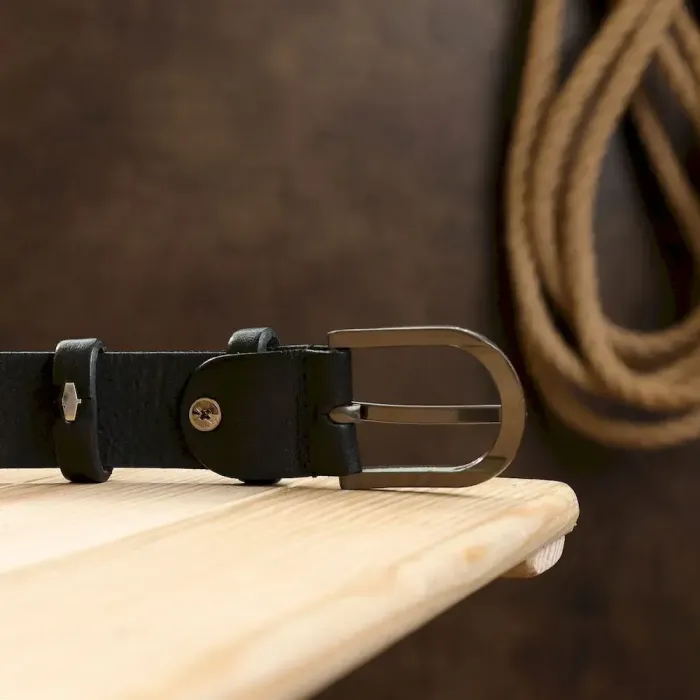 Практичный кожаный ремень Vintage 20794 Черный