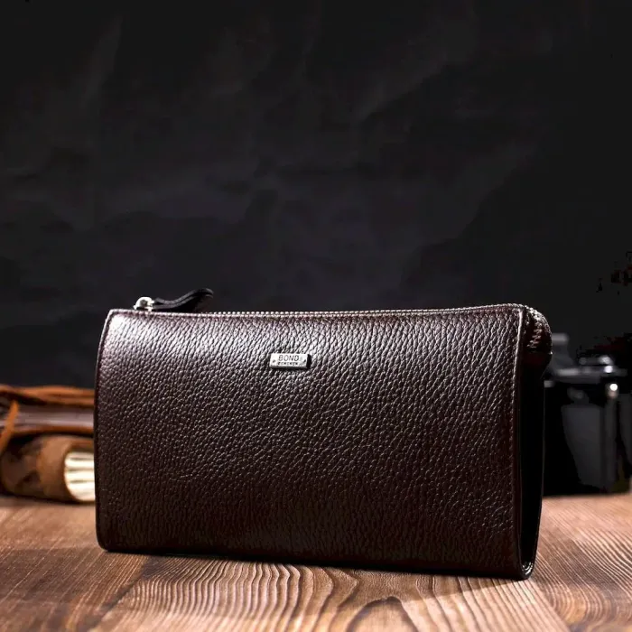 Практичный мужской клатч из натуральной кожи флотар BOND 22051 Коричневый