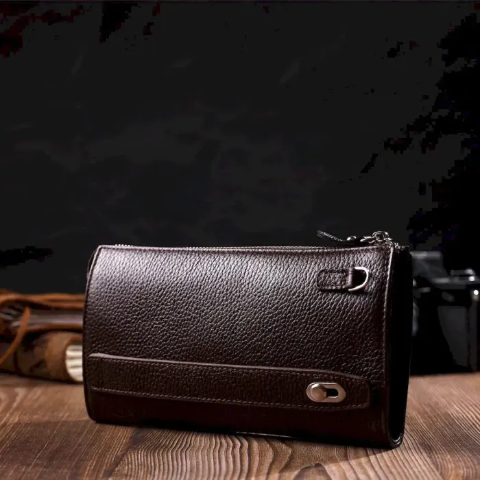 Практичный мужской клатч из натуральной кожи флотар BOND 22051 Коричневый