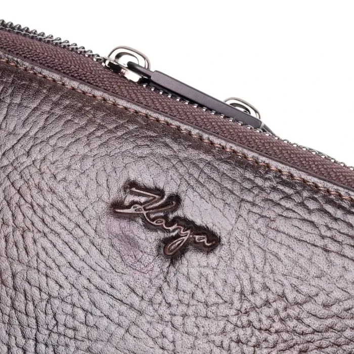 Практичный мужской клатч на два отделения KARYA 20853 кожаный Коричневый