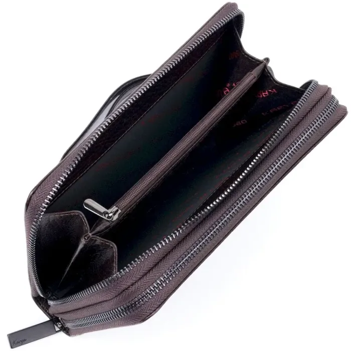 Практичный мужской клатч на два отделения KARYA 20853 кожаный Коричневый