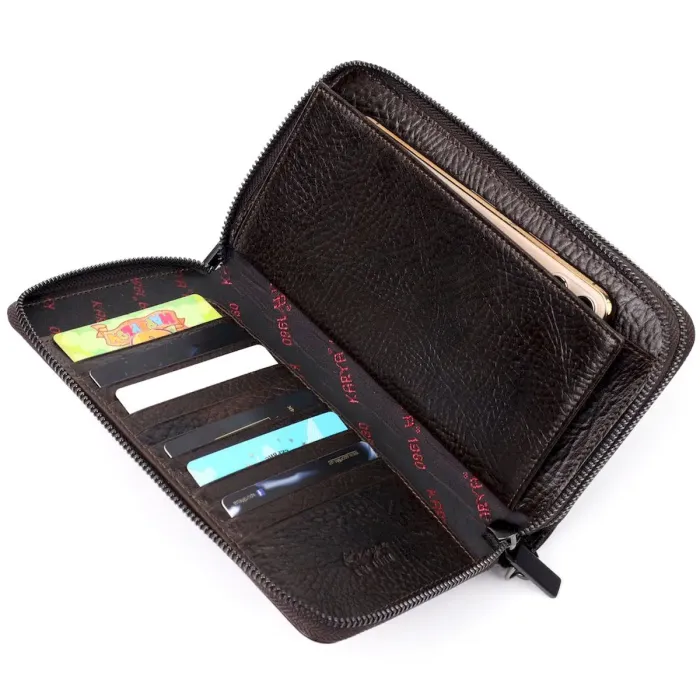 Практичный мужской клатч на два отделения KARYA 20853 кожаный Коричневый