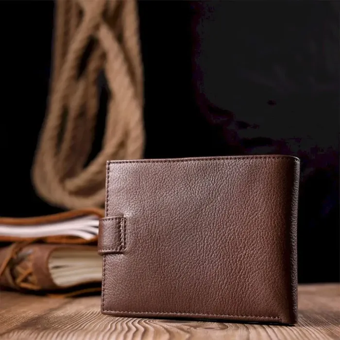 Практичний чоловічий гаманець із натуральної шкіри KARYA 21067 Коричневий