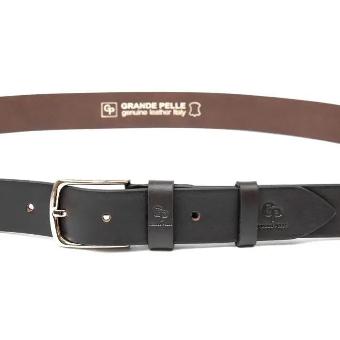 Практичний чоловічий шкіряний ремінь GRANDE PELLE 11452 Темно-коричневий
