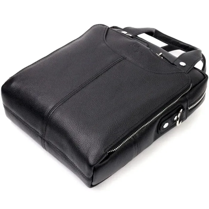 Практичный мужской мессенджер KARYA 20901 кожаный Черный