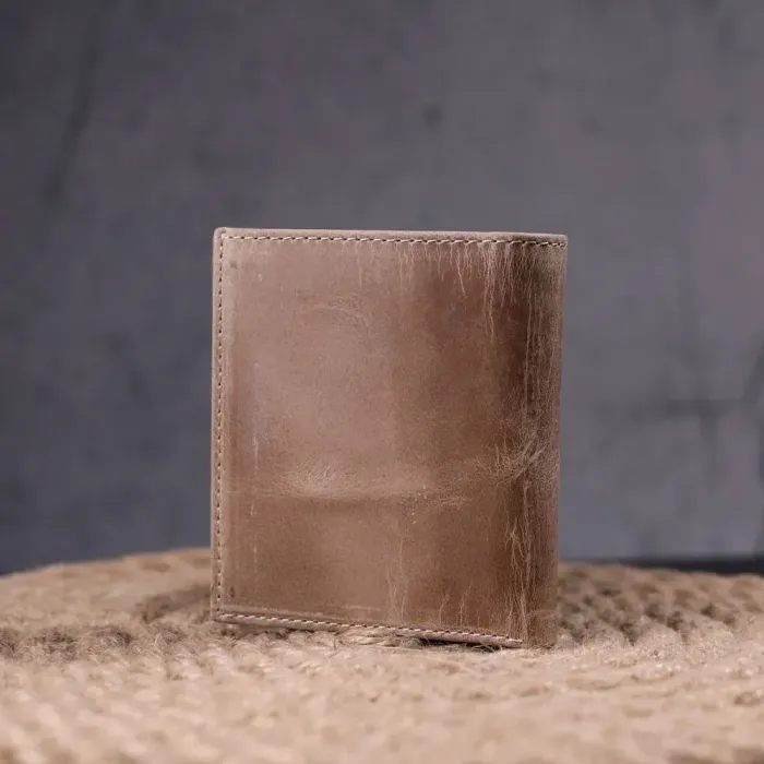 Практичный мужской зажим из добротной винтажной кожи KARYA 21356 Бежевый