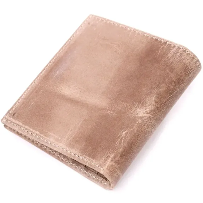 Практичный мужской зажим из добротной винтажной кожи KARYA 21356 Бежевый