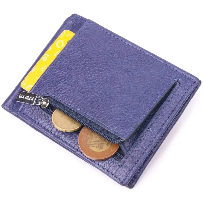 Практичний чоловічий затиск із натуральної шкіри KARYA 21416 Синій