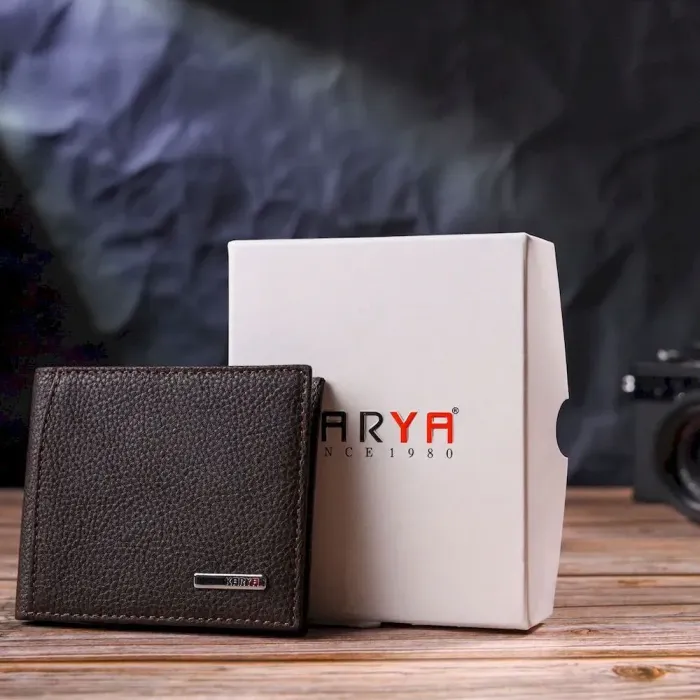 Практичный мужской зажим с монетницей из натуральной кожи KARYA 21404 Коричневый