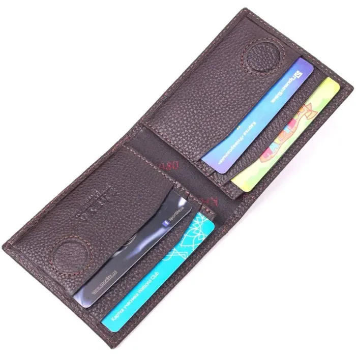 Практичный мужской зажим с монетницей из натуральной кожи KARYA 21404 Коричневый