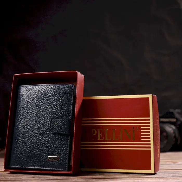 Практичний вертикальний чоловічий гаманець середнього розміру з натуральної шкіри флотар CANPELLINI 21735