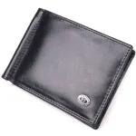 Практичний затискач для грошей із натуральної гладкої шкіри ST Leather 19417 Чорний