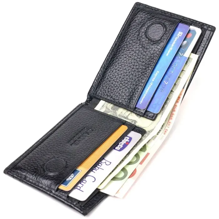 Практичный зажим из натуральной зернистой кожи CANPELLINI 21518 Черный