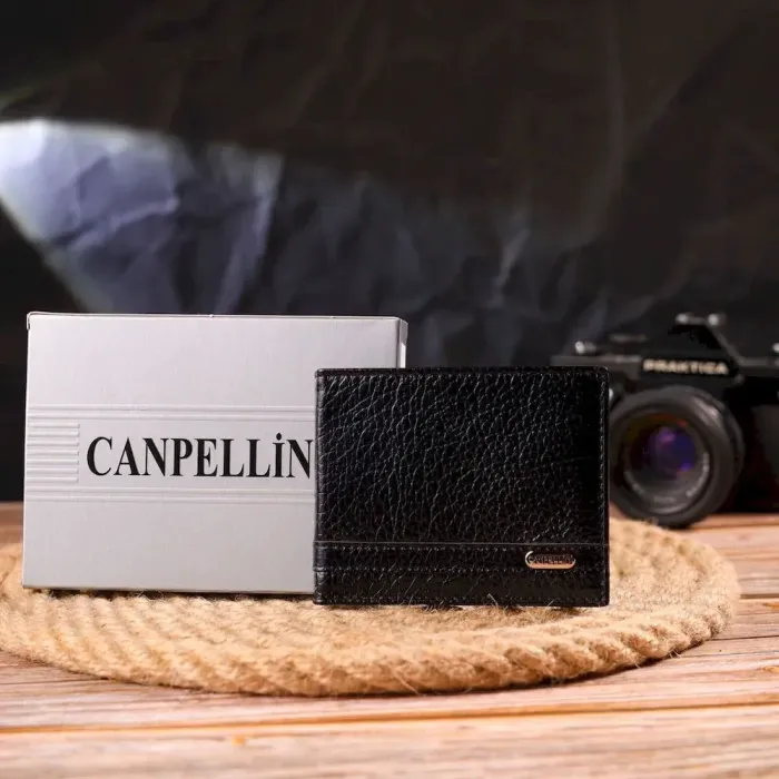 Практичный зажим из натуральной зернистой кожи CANPELLINI 21518 Черный