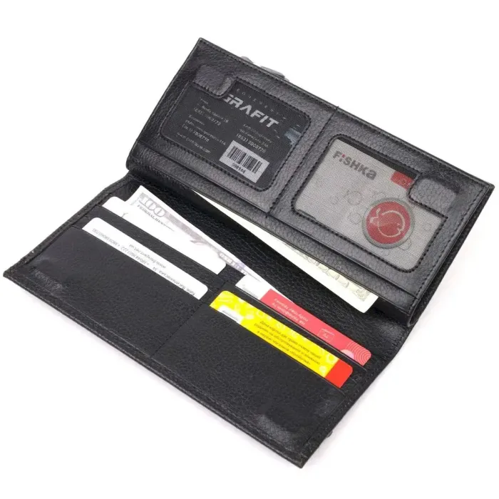 Практичный женский горизонтальный кошелек из натуральной кожи KARYA 21093 Черный