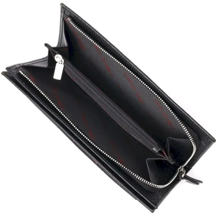 Практичный женский горизонтальный кошелек из натуральной кожи KARYA 21093 Черный