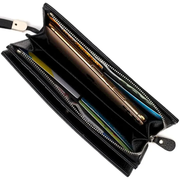 Практичний жіночий клатч з блоком для кредитних карток з натуральної шкіри Tony Bellucci 22033 Чорний