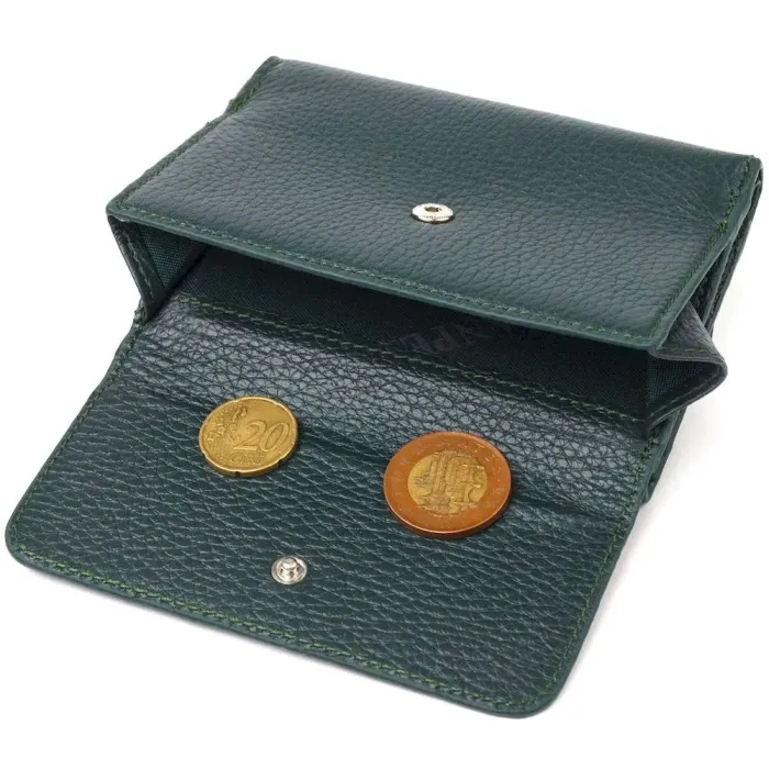Практичный женский кошелек из натуральной кожи флотар CANPELLINI 21596 Зеленый