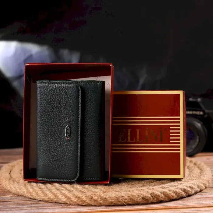 Практичный женский кошелек из натуральной кожи флотар CANPELLINI 21596 Зеленый