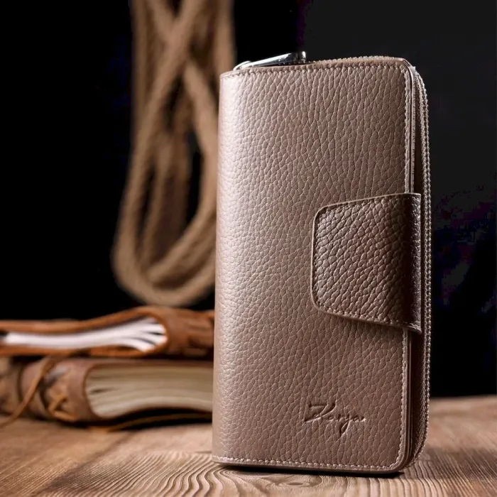 Практичный женский кошелек из натуральной кожи KARYA 21152 Бежевый