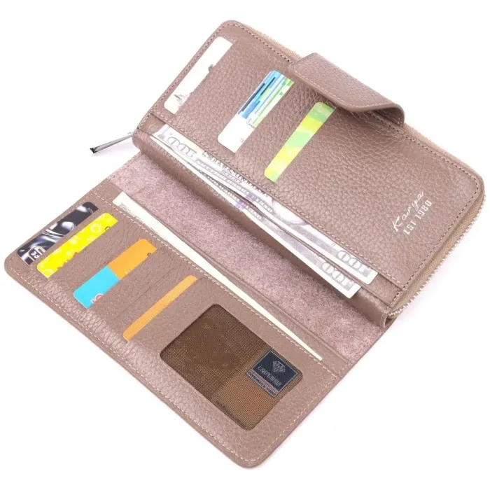 Практичный женский кошелек из натуральной кожи KARYA 21152 Бежевый