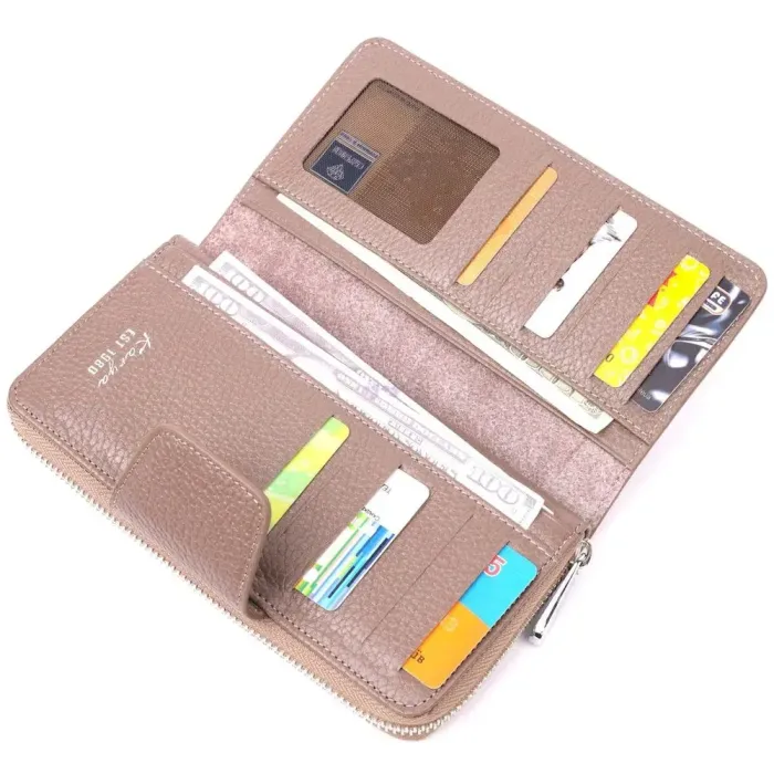 Практичный женский кошелек из натуральной кожи KARYA 21152 Бежевый