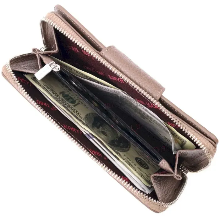 Практичный женский кошелек из натуральной кожи KARYA 21152 Бежевый