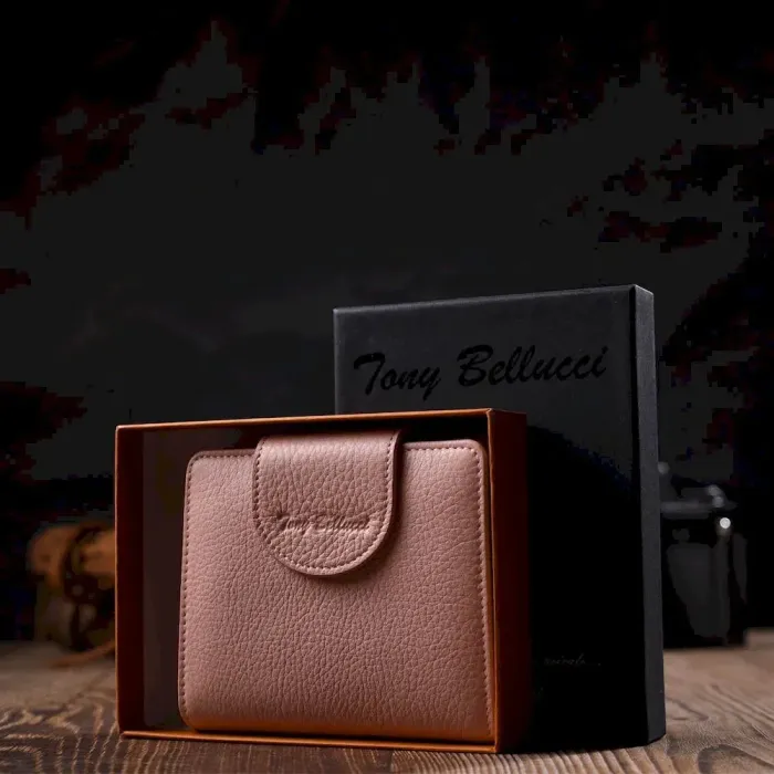 Практичний жіночий гаманець ніжного кольору з натуральної шкіри Tony Bellucci 22019