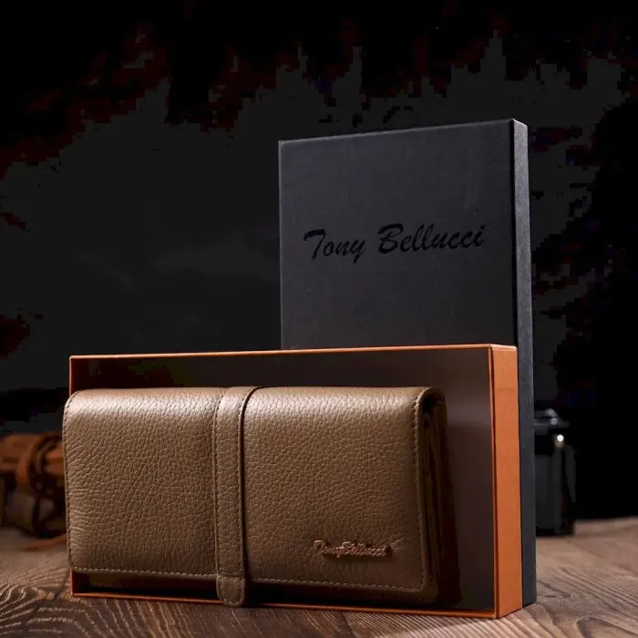 Практичный женский кошелек с большим количеством отделений из натуральной кожи Tony Bellucci 21959 Бежевый
