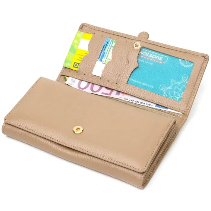 Практичный женский кошелек с большим количеством отделений из натуральной кожи Tony Bellucci 21959 Бежевый