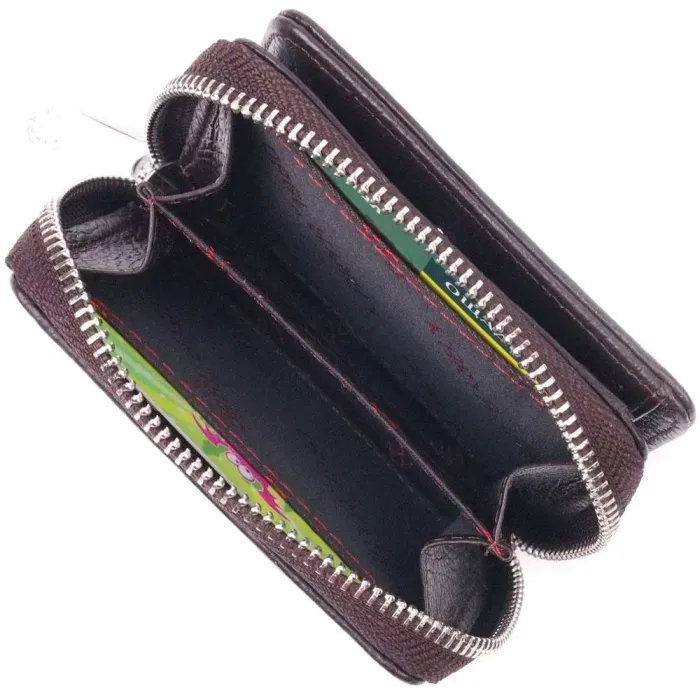 Практичный женский кошелек с монетницей на молнии из натуральной кожи KARYA 21412 Коричневый