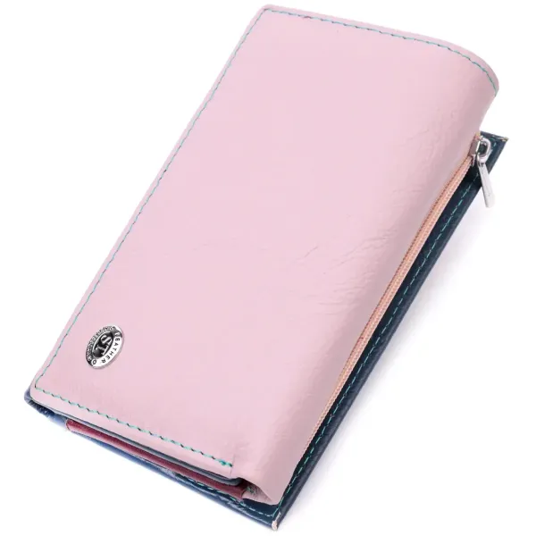 Практичний жіночий гаманець у три складання з натуральної шкіри ST Leather 19445