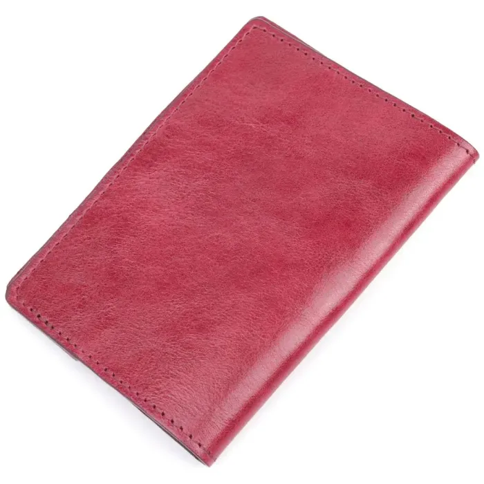 Превосходная кожаная обложка на паспорт Карта GRANDE PELLE 16776 Бордовая