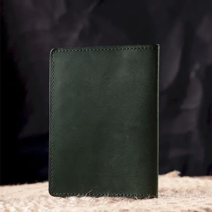 Превосходная кожаная обложка на военный билет Карта GRANDE PELLE 16783 Зеленый