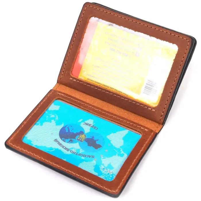 Превосходная обложка на автодокументы в винтажной коже Украина GRANDE PELLE 16712 Светло-коричневая