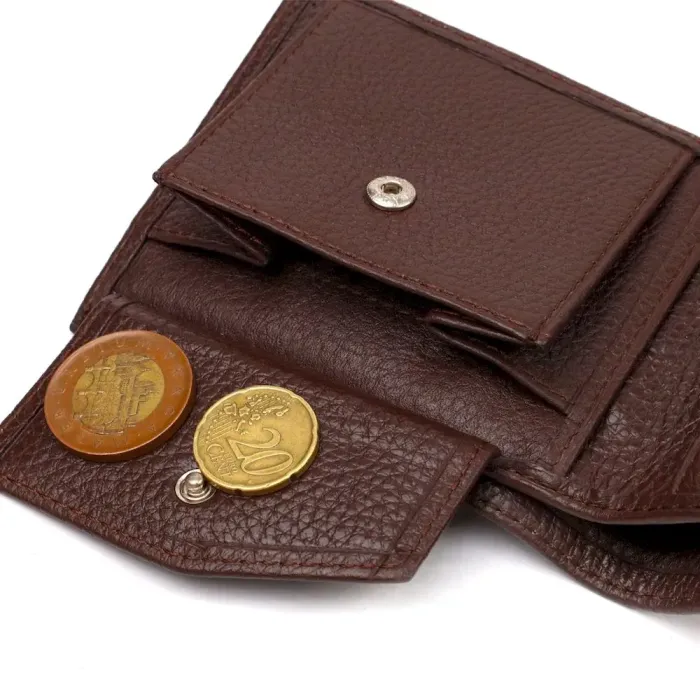 Превосходное мужское портмоне из натуральной зернистой кожи CANPELLINI 21775 Коричневое