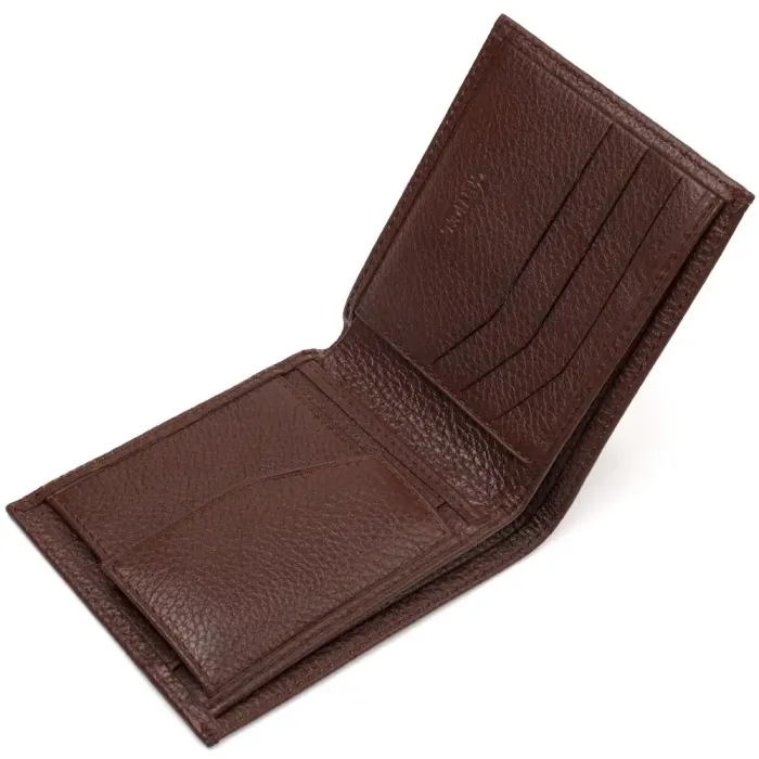 Превосходное мужское портмоне из натуральной зернистой кожи CANPELLINI 21775 Коричневое