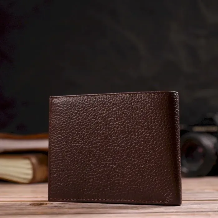 Превосходное мужское портмоне из натуральной зернистой кожи CANPELLINI 21775 Коричневое