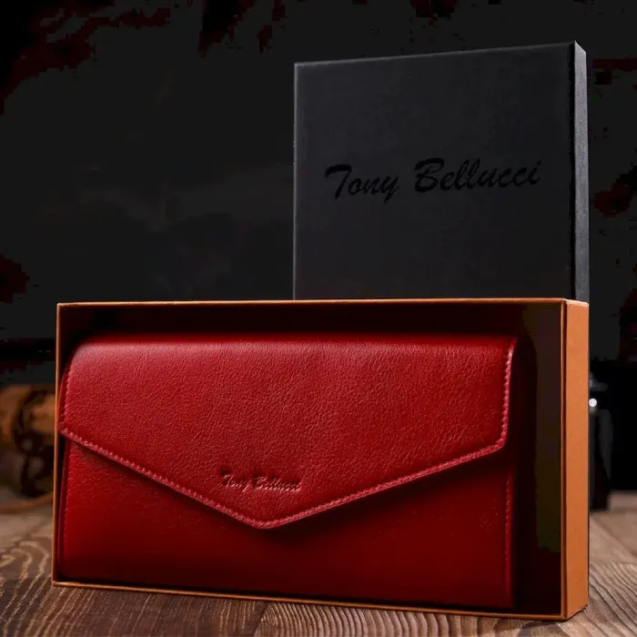 Чудовий місткий портмоне для жінок з натуральної шкіри Tony Bellucci 21977 Червоний