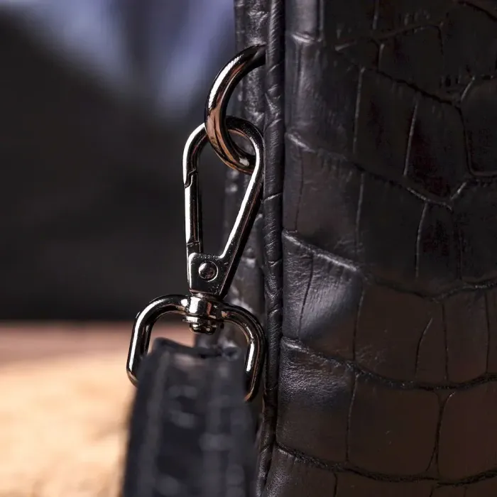 Чудовий клатч для чоловіків з натуральної фактурної шкіри з тисненням під крокодила CANPELLINI 21556 Чорний