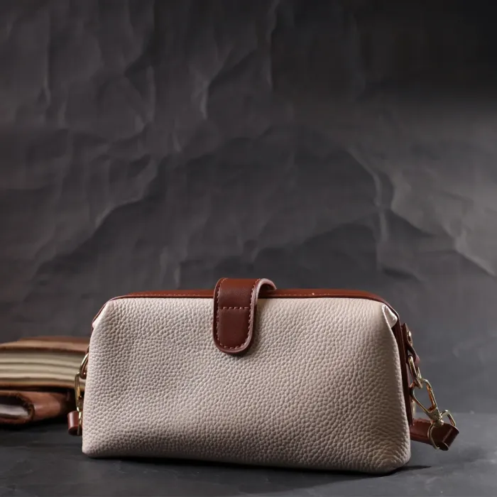 Превосходный клатч с интересной защелкой из натуральной кожи Vintage 22426 Белый