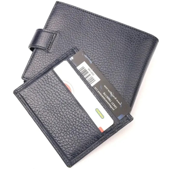 Чудовий чоловічий гаманець із натуральної шкіри KARYA 21068 Синій