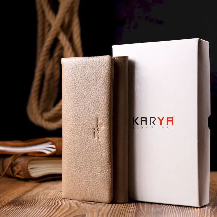 Превосходный женский кошелек из натуральной кожи KARYA 21023 Бежевый