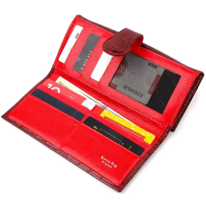 Чудовий жіночий гаманець з натуральної лакованої шкіри з тисненням під крокодила KARYA 21127