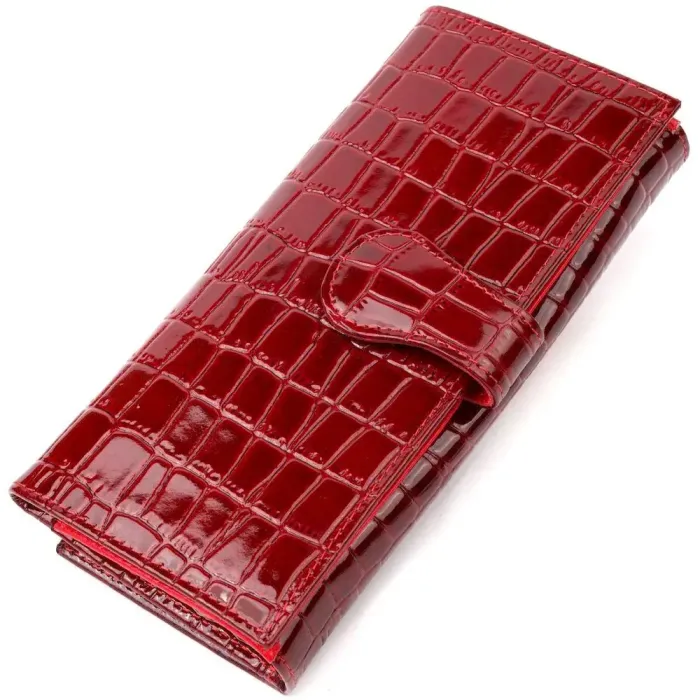 Чудовий жіночий гаманець з натуральної лакованої шкіри з тисненням під крокодила KARYA 21127