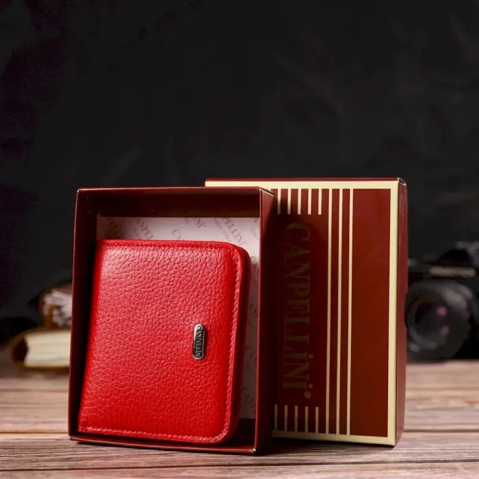 Чудовий жіночий гаманець невеликого розміру з натуральної шкіри CANPELLINI 21803 Червоний