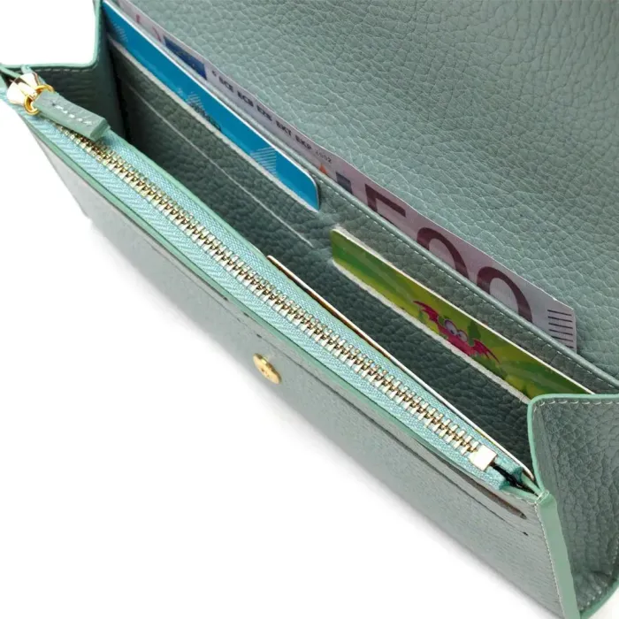 Чудовий жіночий гаманець із монетницею на блискавці з натуральної шкіри Tony Bellucci 21968 Сіро-зелений