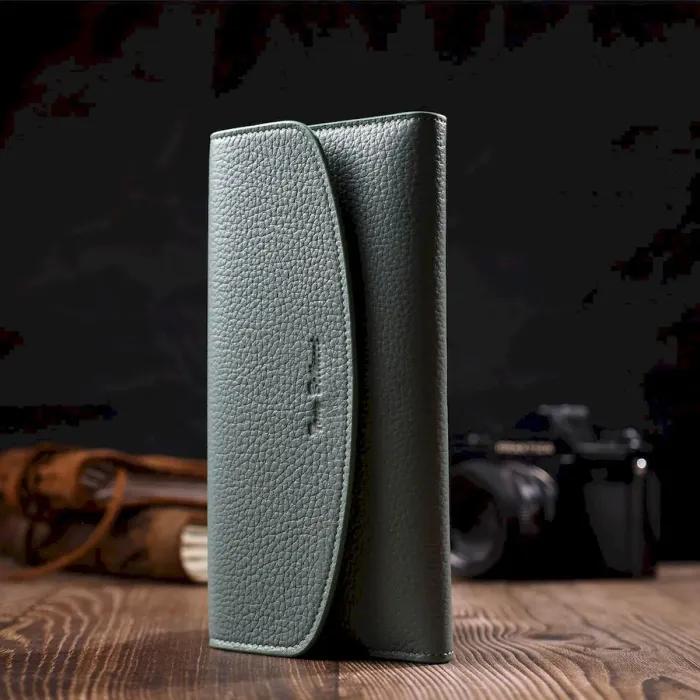 Чудовий жіночий гаманець із монетницею на блискавці з натуральної шкіри Tony Bellucci 21968 Сіро-зелений