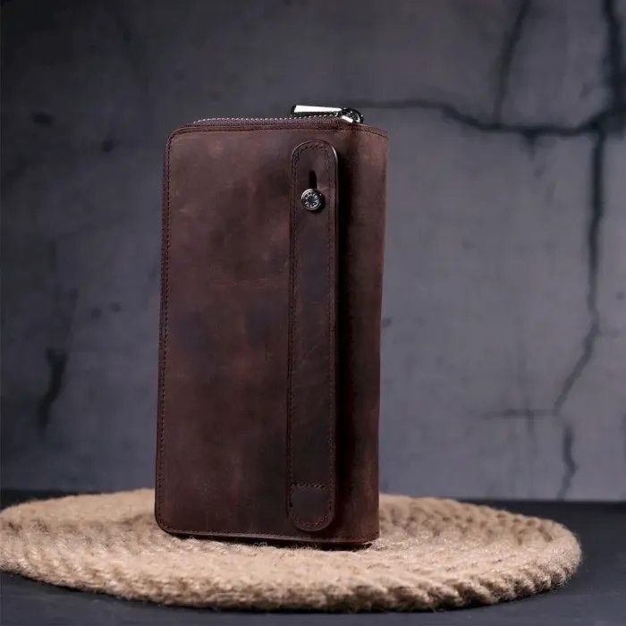Превосхожный мужской клатч из винтажной натуральной кожи KARYA 21313 Коричневый